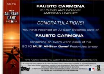 2010 Topps Update - All-Star Stitches #AS-FC Fausto Carmona Back