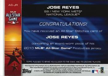 2010 Topps Update - All-Star Stitches #AS-JR Jose Reyes Back