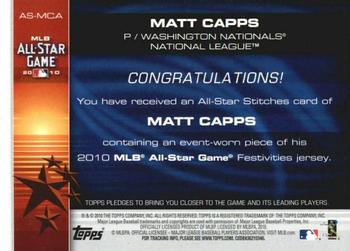 2010 Topps Update - All-Star Stitches #AS-MCA Matt Capps Back
