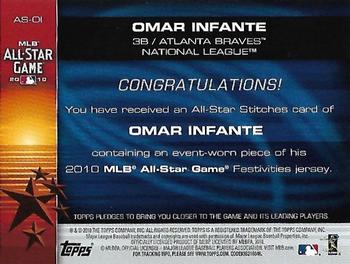 2010 Topps Update - All-Star Stitches #AS-OI Omar Infante Back