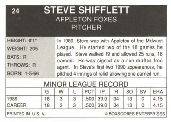 1990 Boxscores Appleton Foxes #24 Steve Shifflett Back