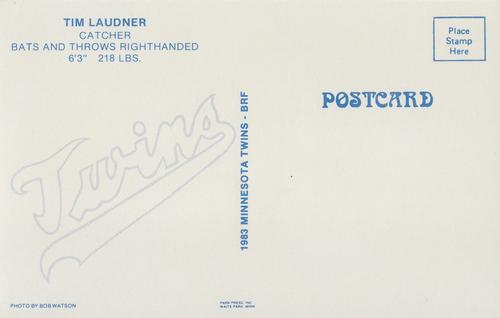 1983 Minnesota Twins Postcards #NNO Tim Laudner Back