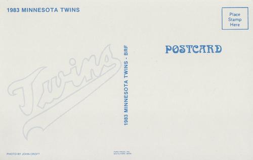 1983 Minnesota Twins Postcards #NNO Minnesota Twins Back