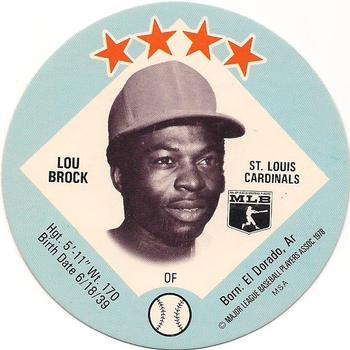 1978 Big T/Tastee-Freez Discs #6 Lou Brock Front