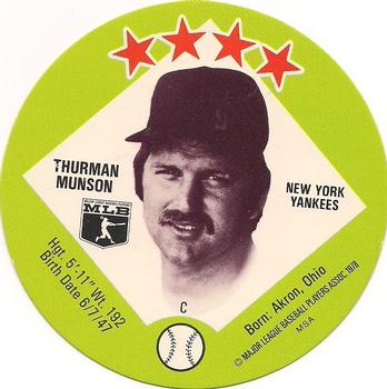 1978 Big T/Tastee-Freez Discs #7 Thurman Munson Front