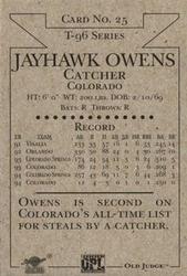 1996 Signature Rookies Old Judge #25 Jayhawk Owens Back