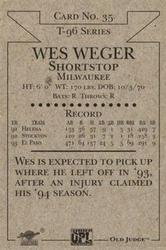 1996 Signature Rookies Old Judge #35 Wes Weger Back
