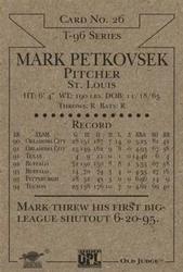 1996 Signature Rookies Old Judge - Signatures #26 Mark Petkovsek Back