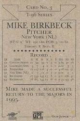 1996 Signature Rookies Old Judge - Signatures #3 Mike Birkbeck Back