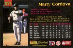 1996 Signature Rookies Old Judge - Marty Cordova #RY1 Marty Cordova Back