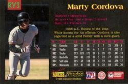 1996 Signature Rookies Old Judge - Marty Cordova #RY3 Marty Cordova Back