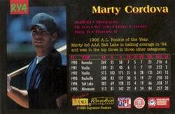 1996 Signature Rookies Old Judge - Marty Cordova #RY4 Marty Cordova Back