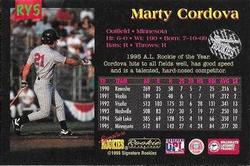 1996 Signature Rookies Old Judge - Marty Cordova Signatures #RY5 Marty Cordova Back