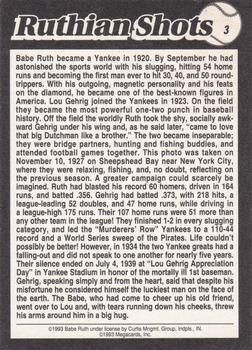 1994 Megacards Ruthian Shots #3 Babe Ruth Back