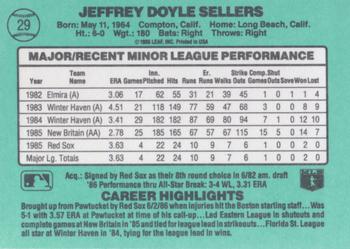 1986 Donruss The Rookies #29 Jeff Sellers Back