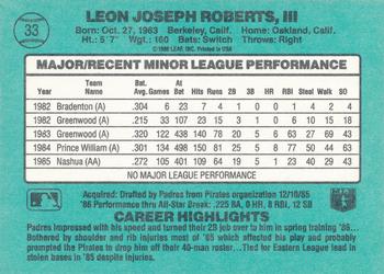 1986 Donruss The Rookies #33 Bip Roberts Back