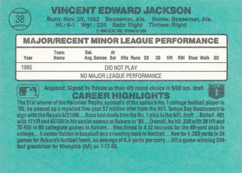 1986 Donruss The Rookies #38 Bo Jackson Back