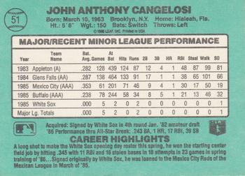 1986 Donruss The Rookies #51 John Cangelosi Back