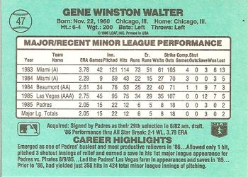 1986 Donruss The Rookies #47 Gene Walter Back