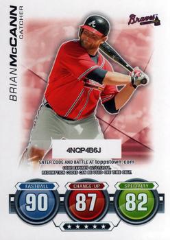 2010 Topps Update - Attax Code Cards #NNO Brian McCann Front