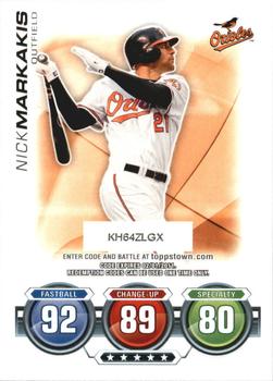 2010 Topps Update - Attax Code Cards #NNO Nick Markakis Front