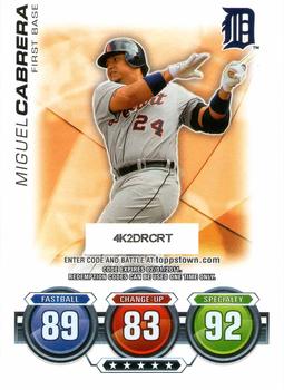 2010 Topps Update - Attax Code Cards #NNO Miguel Cabrera Front