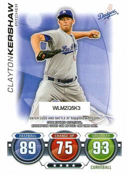 2010 Topps Update - Attax Code Cards #NNO Clayton Kershaw Front