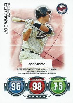 2010 Topps Update - Attax Code Cards #NNO Joe Mauer Front