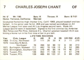 1975 Tucson Toros #2 Charlie Chant Back