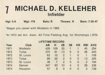 1975 7-Eleven Tulsa Oilers #7 Mick Kelleher Back