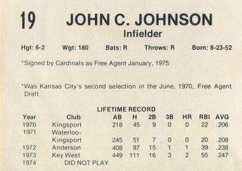 1975 7-Eleven Tulsa Oilers #19 John Johnson Back