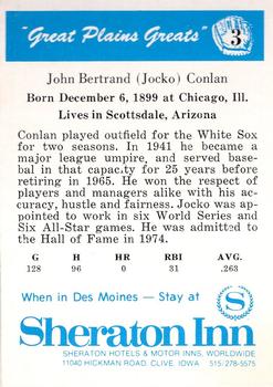 1975 Sheraton Great Plains Greats #3 Jocko Conlan Back