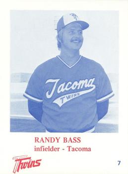 1975 KMO Radio Tacoma Twins #7 Randy Bass Front