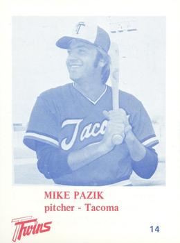 1975 KMO Radio Tacoma Twins #14 Mike Pazik Front