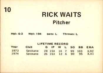 1975 Oklahoma City 89ers #10 Rick Waits Back