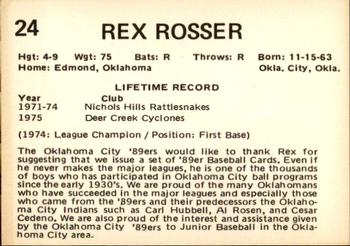 1975 Oklahoma City 89ers #24 Rex Rosser Back