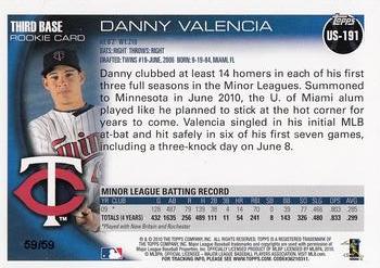 2010 Topps Update - Black #US-191 Danny Valencia Back