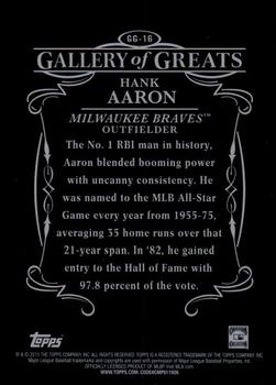 2015 Topps - Gallery of Greats #GG-16 Hank Aaron Back