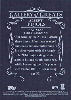 2015 Topps - Gallery of Greats #GG-17 Albert Pujols Back