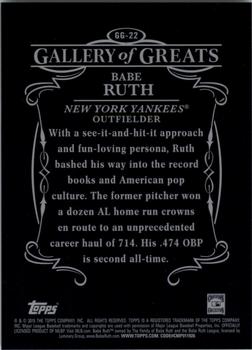 2015 Topps - Gallery of Greats #GG-22 Babe Ruth Back