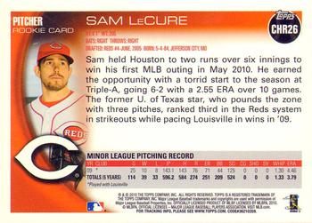 2010 Topps Update - Chrome Rookie Refractors #CHR26 Sam LeCure Back
