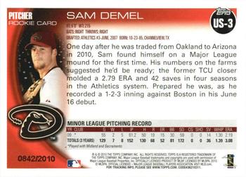 2010 Topps Update - Gold #US-3 Sam Demel Back