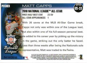 2010 Topps Update - Gold #US-33 Matt Capps Back