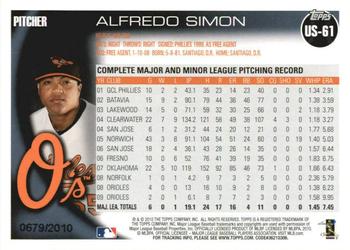 2010 Topps Update - Gold #US-61 Alfredo Simon Back