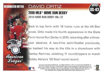 2010 Topps Update - Gold #US-63 David Ortiz Back