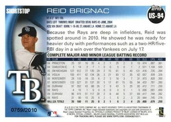 2010 Topps Update - Gold #US-94 Reid Brignac Back