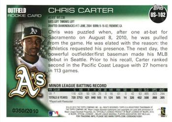 2010 Topps Update - Gold #US-102 Chris Carter Back