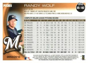 2010 Topps Update - Gold #US-182 Randy Wolf Back