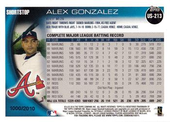 2010 Topps Update - Gold #US-213 Alex Gonzalez Back