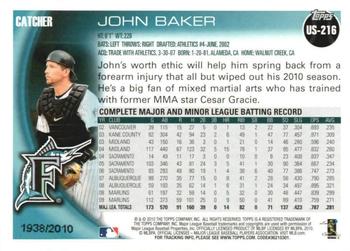 2010 Topps Update - Gold #US-216 John Baker Back